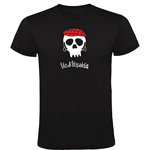 Camiseta Negra con Logotipo de Fito y Fitipaldis Hombre 100% Algodón Tallas S M L XL XXL Mangas Cortas (as4, Alpha, m, Regular, Regular, M)