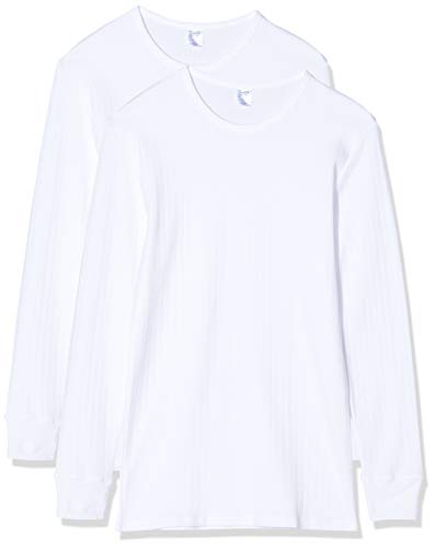 Abanderado Pack de 2 Camisetas térmicas de Manga Larga Cuello Redondo Base Layer Top, Blanco, X-Large Mens