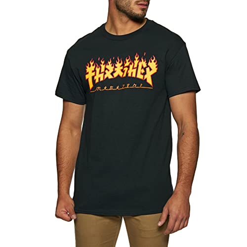 THRASHER Men's Godzilla Flame Black Short Sleeve T Shirt S